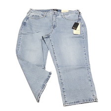 NYDJ Womens Cropped Jeans Size 16 Blue Curves 360 Zip Button Jeans w Pockets