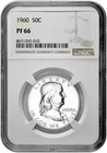 1960 50C Proof Silver Franklin Half Dollar NGC Graded PF 66 in New Holder