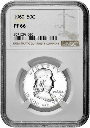 1960 50C Proof Silver Franklin Half Dollar NGC Graded PF 66 in New Holder