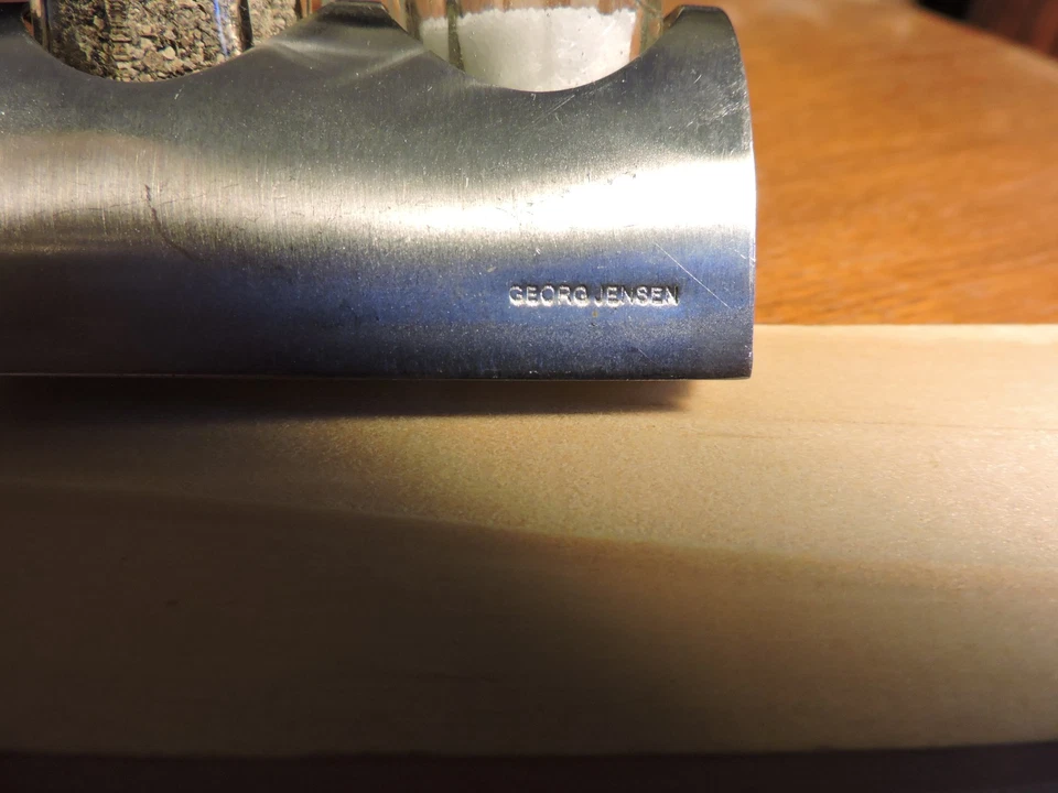 RARO Juego de saleros y pimenteros Georg Jensen SAS Airline vidrio y acero inoxidable Foto 3 de 4