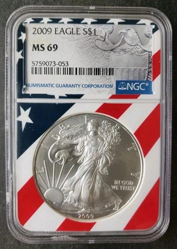 2009 $1 American Silver Eagle Dollar NGC MS69