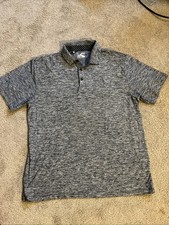 Under Armour Polo Shirt Mens XL Blue Heather Golf Heat Gear Performance Loose