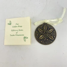 VTG Bronze Ornament-1991-5th IN SERIES TWELVE DAYS OF CHRISTMAS