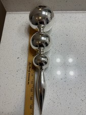 Vintage Large Glass Hand Blown Silver Mercury Glass 16&rdquo; X 4&rdquo; Finial Ornament