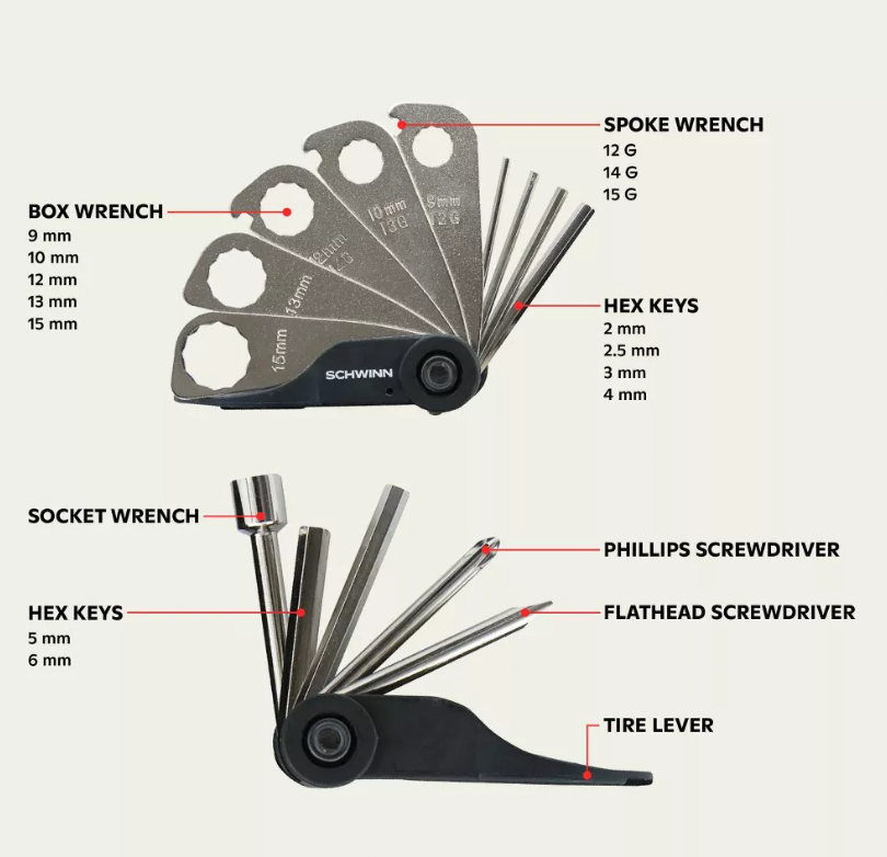 SCHWINN 18-in-1 自転車ツールキット　ケース付き[71514] Schwinn Bike Tool 18-in-1 Bike Accessory Multi-Tool | eBay