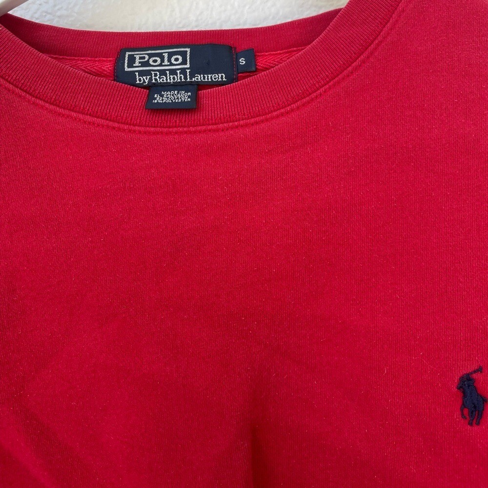 Polo Ralph Lauren Pony Vintage Felpa Rossa Girocollo Taglia S Anni 90 Streetwear