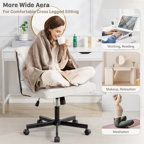 25" breiter Sitz gekreuzte Beine Home Office Schreibtisch Stuhl armlos drehbar Waschtisch - Bild 8 von 8