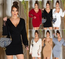 Koucla Mini Dress Long Sleeve V-Cut Knitted Lace Milax-Fashion