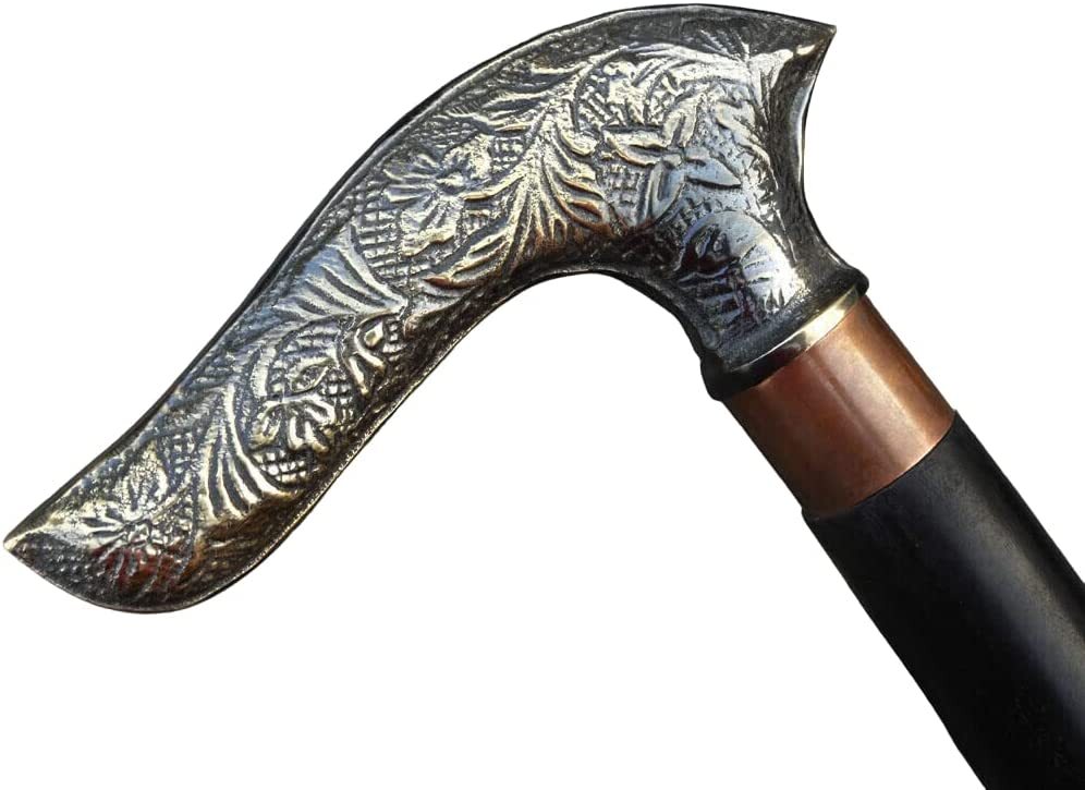 L Shape Designer Brass Solid Head Handle Wooden W… - image 5