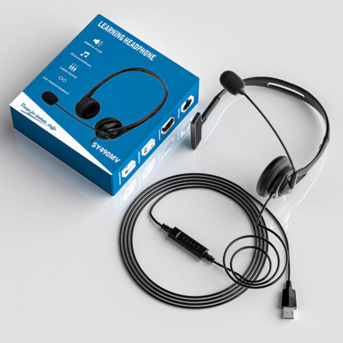 Computer Laptop PC Headset Wired Headphones Noise Cancelling with Mic USB/ 3.5mm - Picture 20 of 24