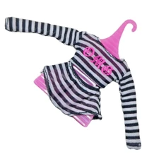 Lol Omg Melrose Doll Outfit Mesh Black White Striped Long Sleeve Top Bottoms Set