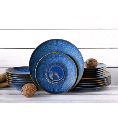 CreaTable 10591 Sea Breeze Blue Geschirrset Teller Set 18 teilig 6 Personen