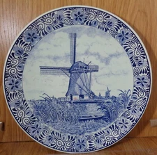 Delfts Blauw Holland 11 1/2" WINDMILL WALL HANGING PLATE
