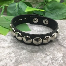 Punk Goth Bracelet Unisex Black Leather Spike Rivet Metal Studded Wrist B8129