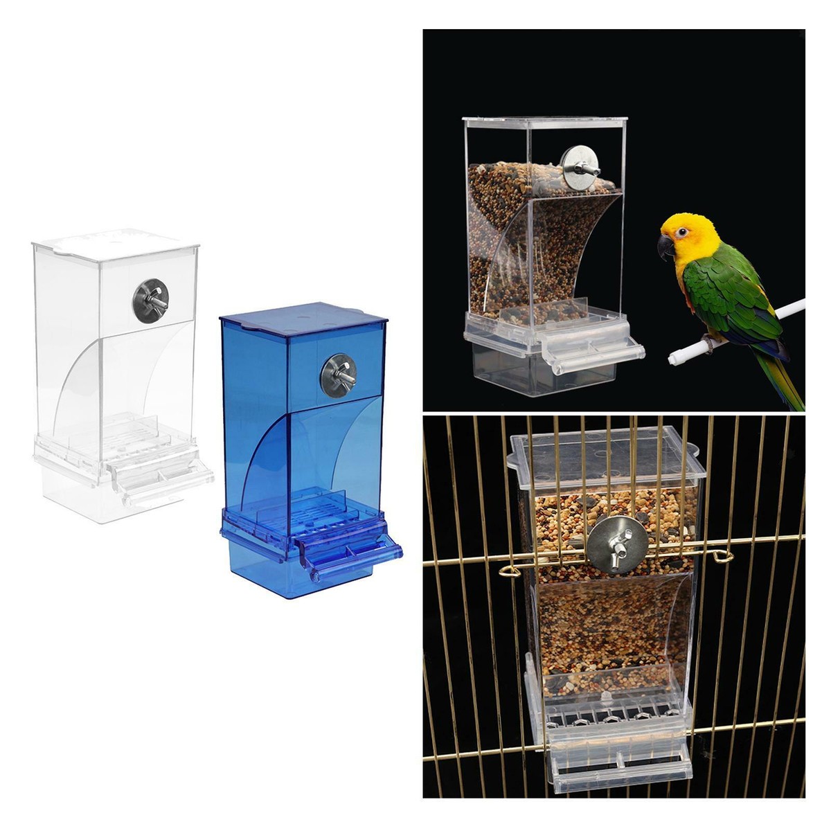 Automatic Wild Bird Feeder No Mess Parrot Seed Food Container for
