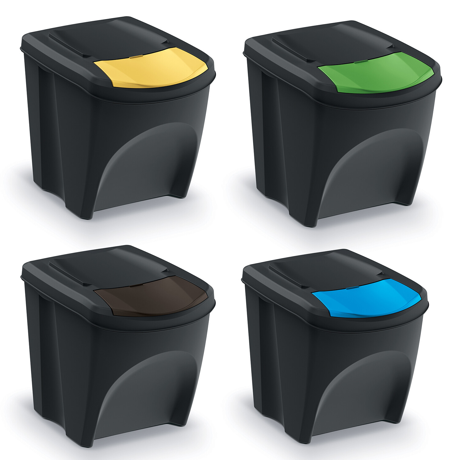 Poubelle de recyclage robuste Keden Sortibox 4x25L empilable et modulable