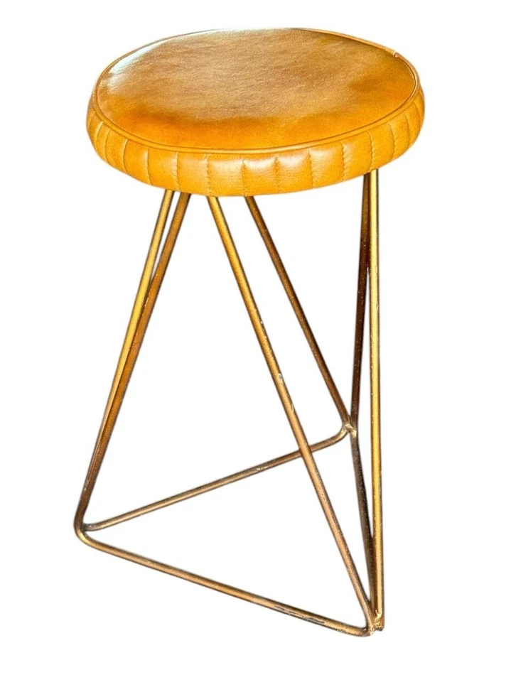 Leather Ottoman Stool, Dining Kitchen Pub Foot Stool, Modern Bar Stools - Image 3 of 4