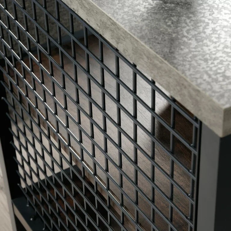 Sauder Modern Metal & Wood Side Storage End Table Slate Top Walnut Shelves NIB - Image 4 of 4