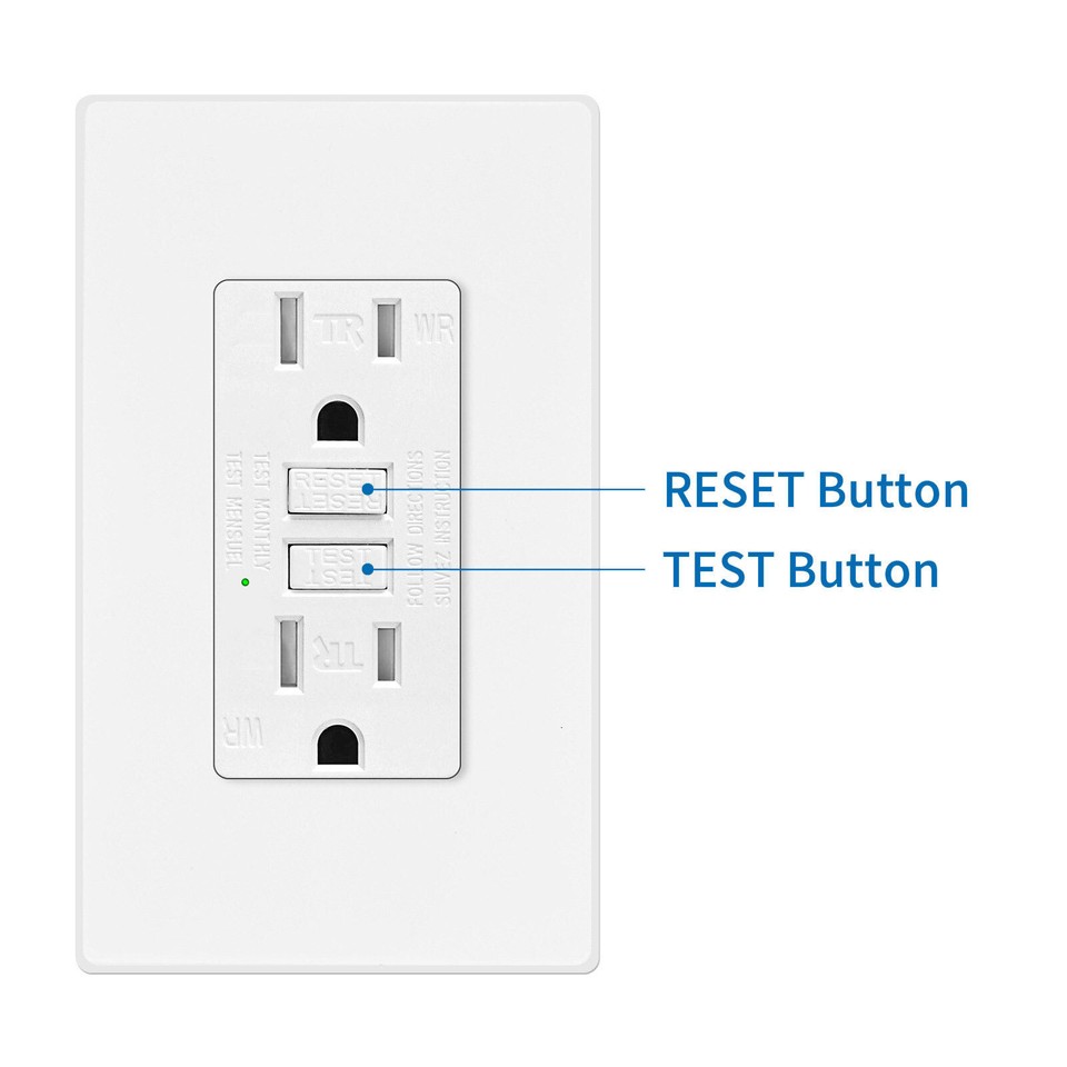 Slim GFI Outlet 15 Amp WR TR GFCI Receptacles with Plate Kitchen