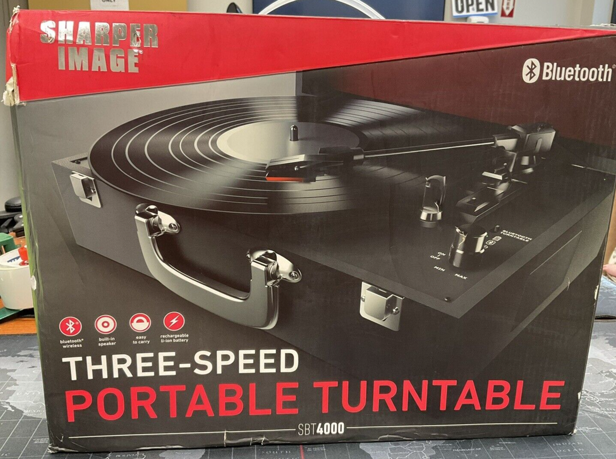 Sharper Image Portable Wireless Bluetooth Turntable Record Player with  Speakers