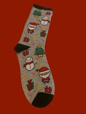 Ladies Christmas Crew Socks Poly/spandex Shoe Sizes 4-10 Santa Snowman Gifts