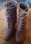 Hot Kiss WOMEN'S Boots Size 10M Brown Faux Leather 3.75" Heels Side Zip Lace EUC — photo 2