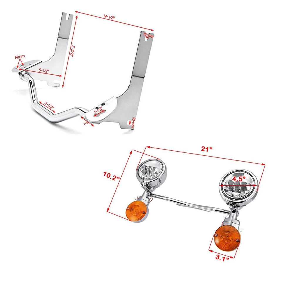 4.5" LED Passing Turn Signal Lights Bracket For Heritage Softail Classic FLSTC - Image 4 of 4