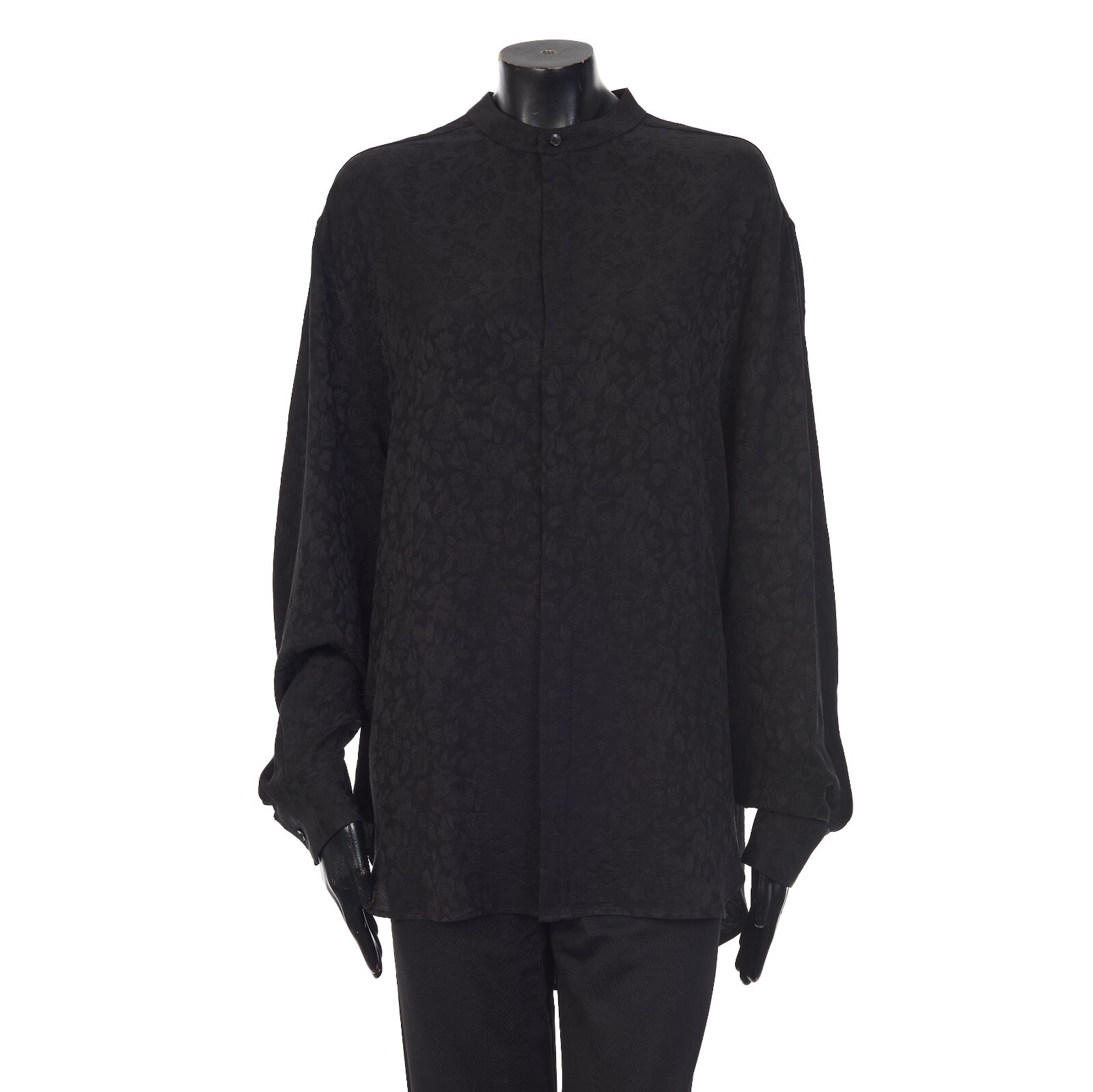 Camicia SAINT LAURENT 1455$ nera in seta con fiori