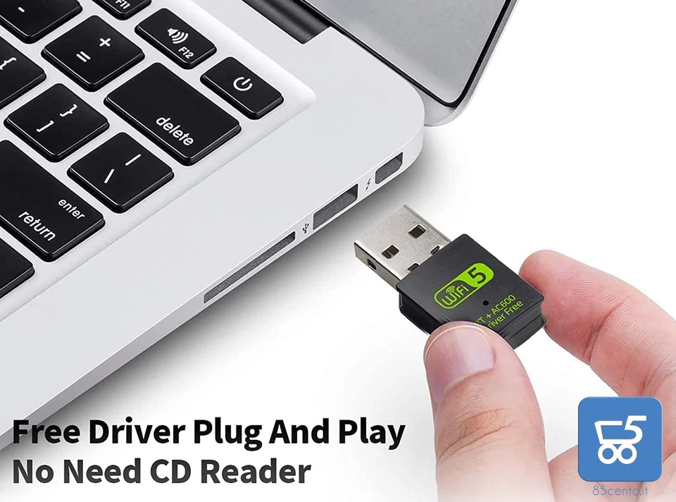 Adattatore USB WIFI Dual Band Bluetooth 4.2 600 mbps 2.4 GHz 5.8 GHz PC Computer - Immagine 3 di 4