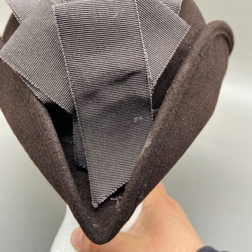 Michael Howard Fedoria Ladies Hat Felted Wool Net Veil Ribbon Accent 1950s Brown - Picture 8 of 13