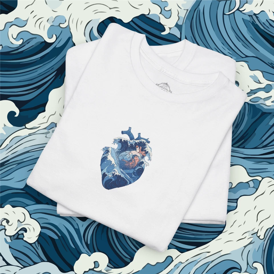 Camiseta unisex estampada Heart&Skull, ropa de calle japonesa, camisa Harajuku Foto 2 de 4