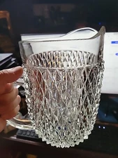VINTAGE UNIQUE ONE OF A KIND HOBNAIL 2 QUART CLEAR LIQUID PITCHER CONATINER 7.5"