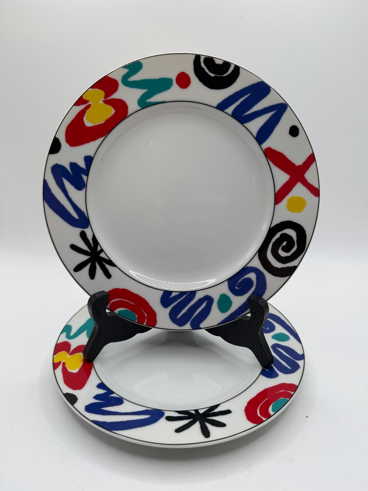 Vintage Studio Nova Color Mural YA 056 7.5-Inch Salad Plates Set of 2 SNOCOMU Japan Retro 70s 80s 90s