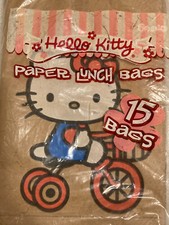 2005 Sanrio Hello Kitty Brown Paper Lunch Bags Trike Tricycle Set 15 Bags NOS