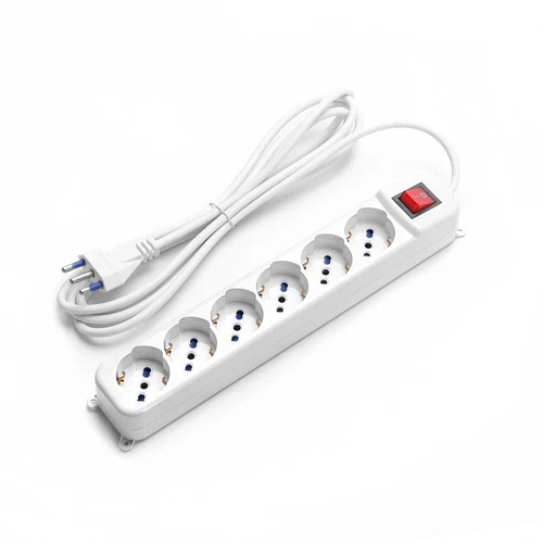 Ciabatta multipresa elettrica 6 posti con cavo da 5m 6 Prese Schuko + Bipasso