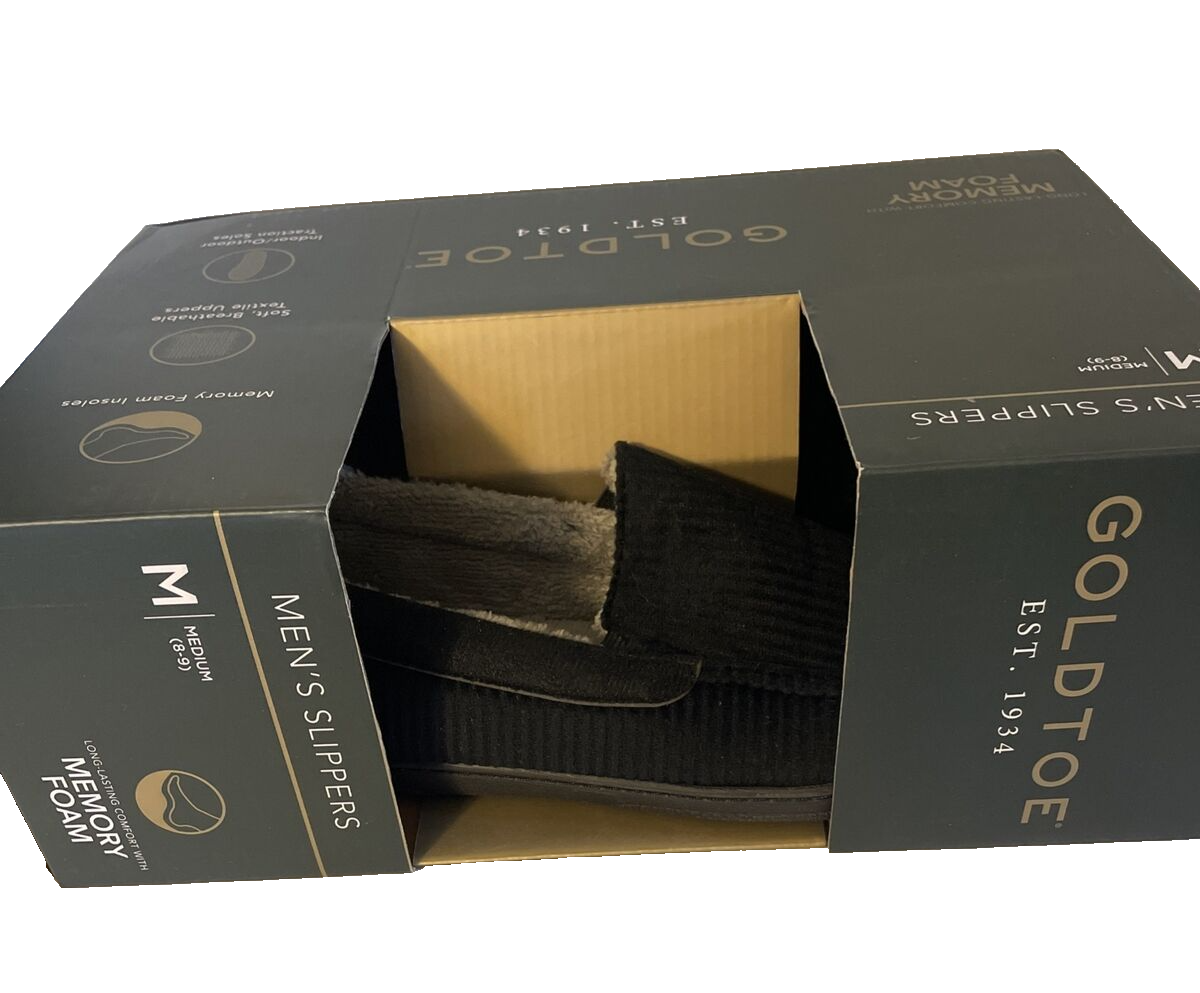 PANTOFOLA D’ORO Gold Pantofole Uomo Nero Grigio Memory Foam Interno Esterno Taglia 8 9M Nuove