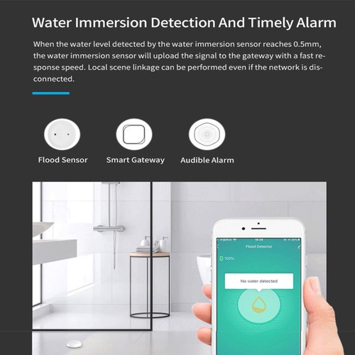 TUYA ZigBee Water Leak Detector Flood Sensor-Water Tank Full Water Linkage Alarm - Picture 3 of 9