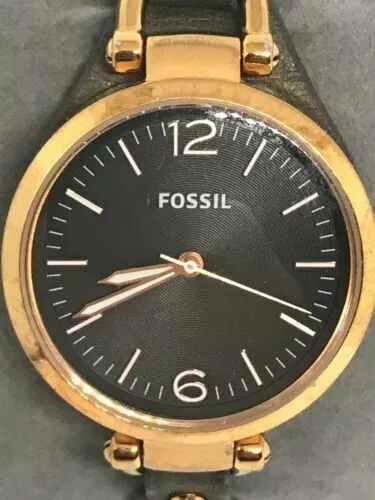 Fossil Es3077 Georgia Men s Grey Leather Analog Dial Quartz Genuine Watch Bb798