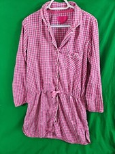 Victoria Secret Medium Plaid Sparkle Night Shirt Nightgown Button Tie at Waist
