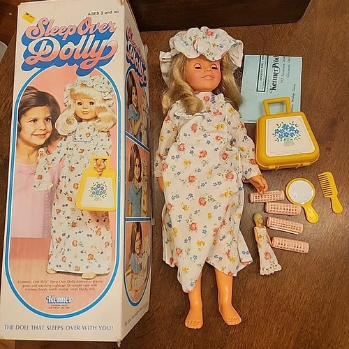 Vtg Doll Kenner Dusty Sleep Over Dolly 1976 Complete Accessories NEW OPEN BOX