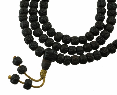Mala tibetain - Collier Bouddhiste en Graines de Rudraksha antique Ø 9 mm # 3894 - Picture 3 of 3
