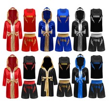 Kids Boys Suit Cloak Outfit Running Set Vest Uniform Boxing Halloween Cosplay