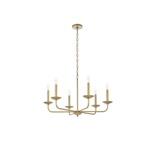 Living District Cohen 6-Light Mid-Century Style Metal Pendant in Brass Finish - Picture 3 of 7