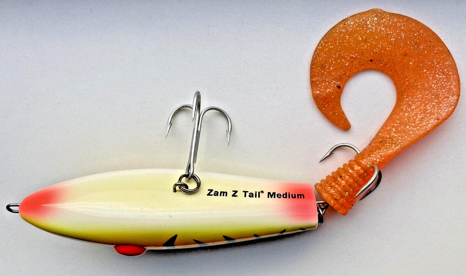Zalt Zam Z Tail Medium Yellow Perch (38) Jerktail Jerkbait Wobbler Hecht Köder - Bild 3 von 4