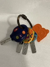 EUC B. Toys LucKeys Baby/Toddler Play Keyring - 4 Keys - 3 Sounds - Flashlight