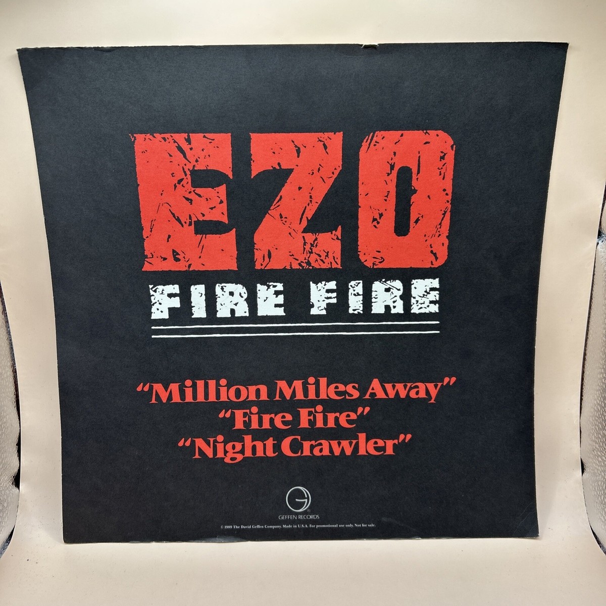 EZO • Fire Fire 1989 Record Store Promo 2 Sided 12x12 Sign