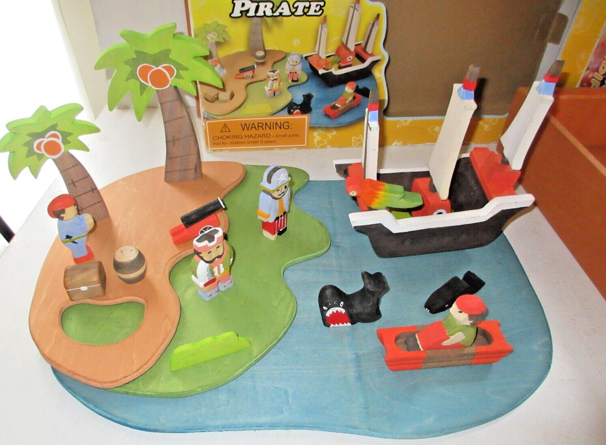 Woodland Fantasies Pirate Waldorf Montessori Wooden Toy Lot XMAS