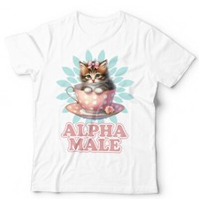 Alpha Male Tshirt Cat Cup Unisex Funny Cute Kitten Boyfriend Husband Gift Retro