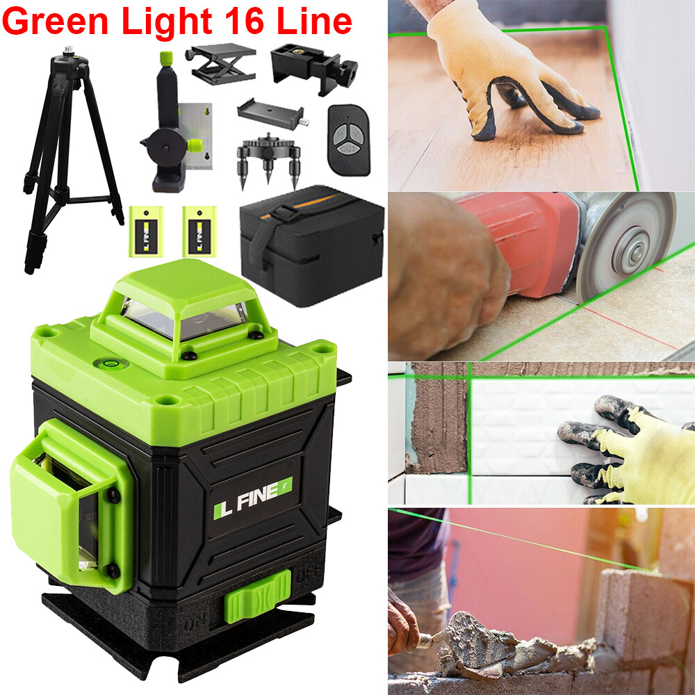 360° Rotary 16Line Green Laser Level Auto Self-Leveling Cross Measurement Tripod