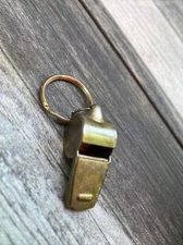 Vintage Sportcraft Nickel Plated Brass Metal Whistle TAIWAN Cork Ball Works Loud